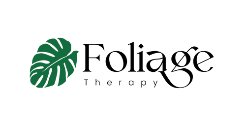 Foliage Therapy with Monstera leaf logo