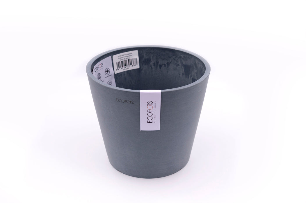 Blue Amsterdam ecopot upright with ecopot label