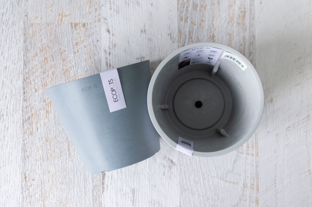 One blue Amsterdam ecopot on the side one grey interior top view