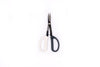 Grey and white scissors on white background