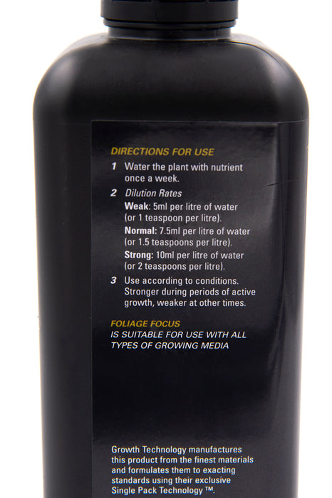 Foliage Focus in black plastic bottle directions for use